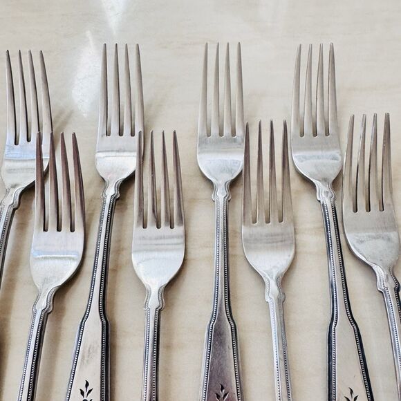 8pc STANLEY ROBERTS Norcrest-Brentwood Dinner Fork 7 3/8” Stainless Rogers Korea - Picture 4 of 8